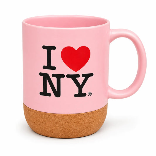 Pink I LOVE NY decorative keepsake with cork base