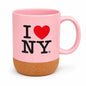 Pink I LOVE NY decorative keepsake with cork base